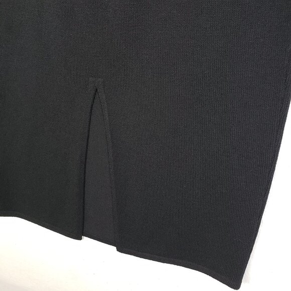 ST. JOHN Santana Knit Maxi Skirt Black Stretch Pull-on Back Slit size 12 Preppy - Picture 4 of 7